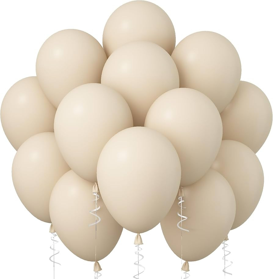 White Sand Balloons, 12 Inch 30 Pcs Beige Balloon Boho White Latex Cream Balloons Matte Off White... | Amazon (US)