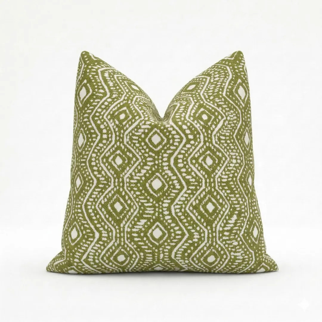 Green Designer Pillow Cover – Schumacher Colma Verde – Luxury Geometric Throw Pillow – High... | Etsy (US)