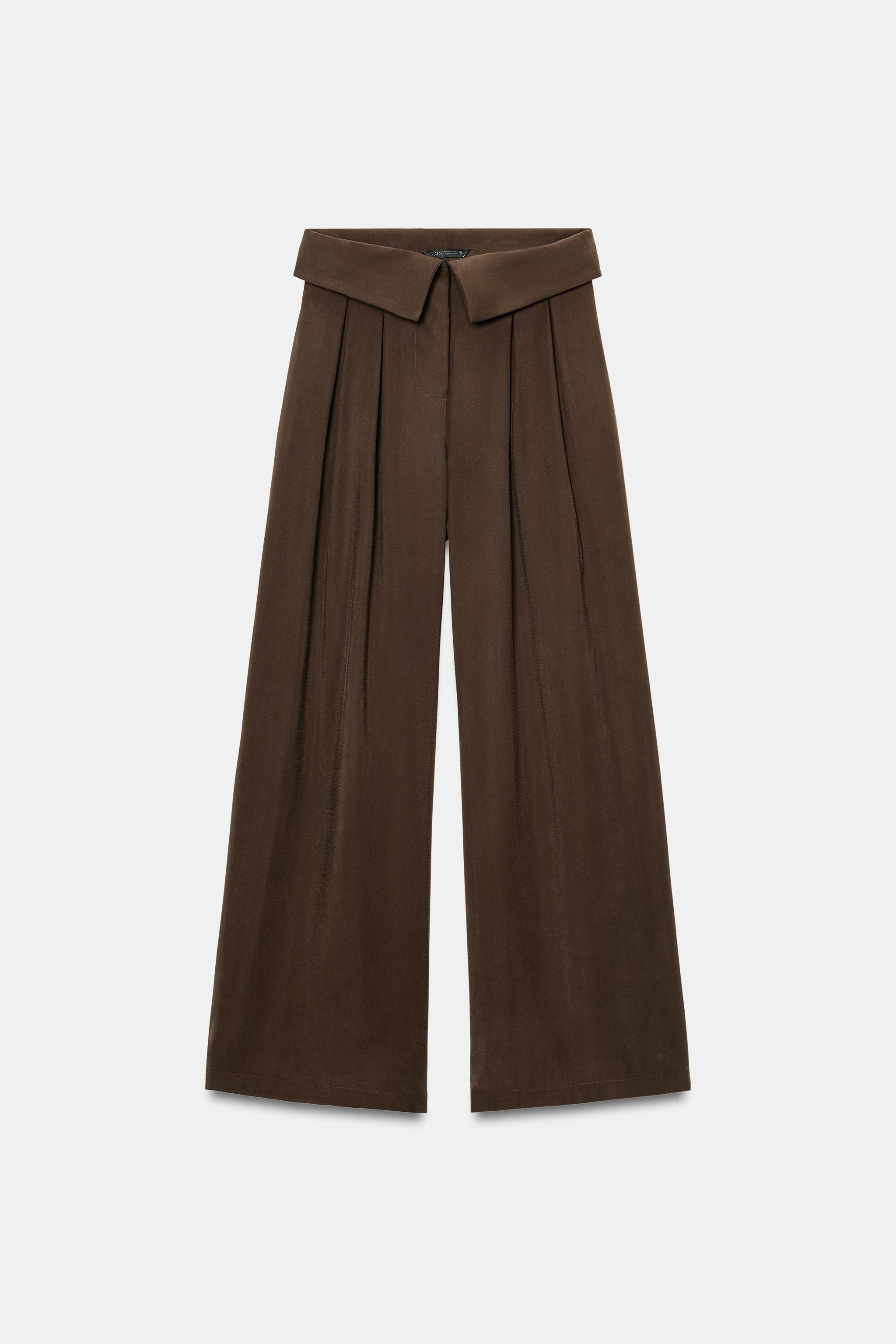 PLEATED PANTS WITH FOLD-OVER WAIST | Zara US