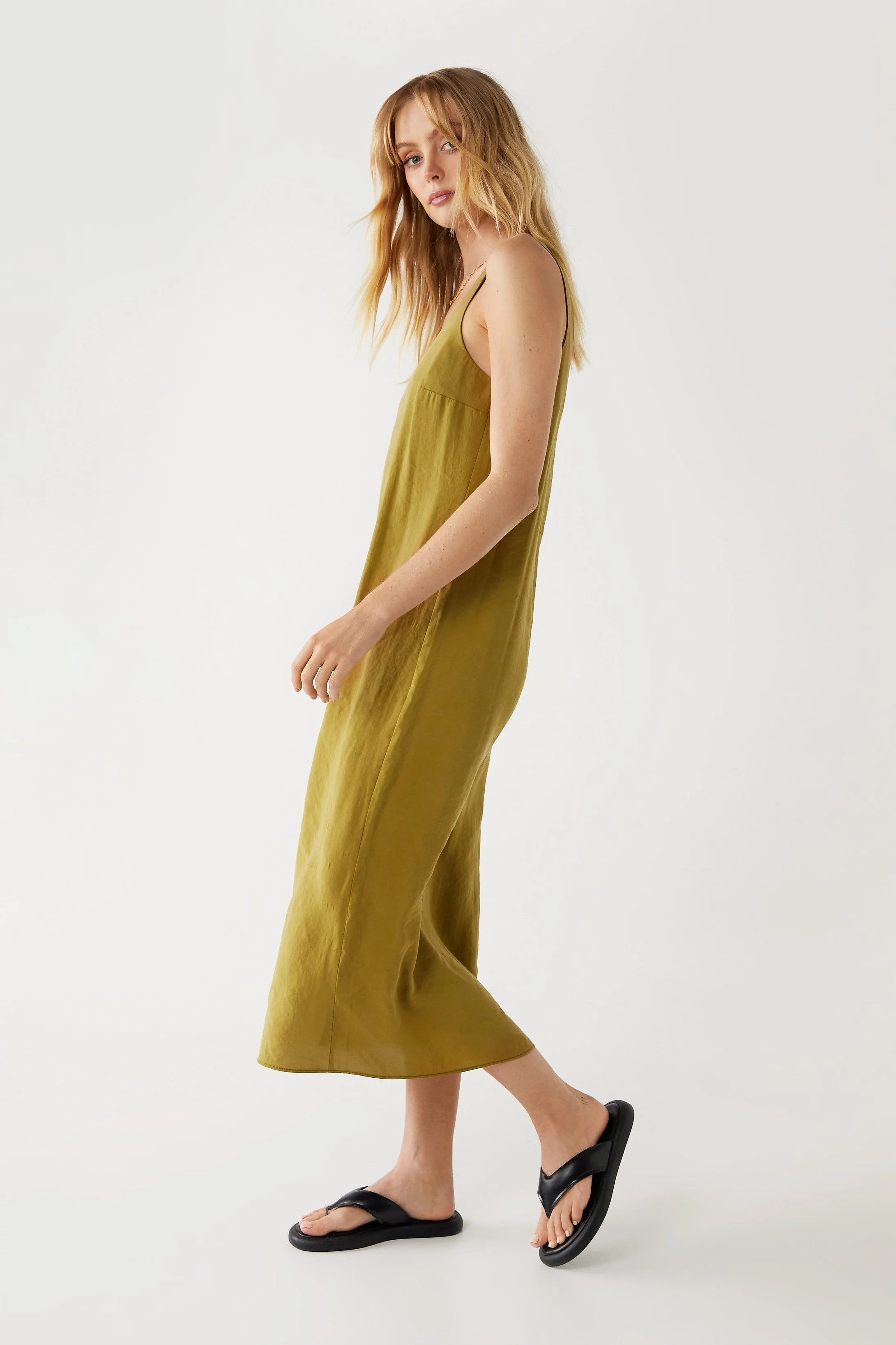 Strappy Square Neck Textured Midi Dress | Warehouse UK & IE