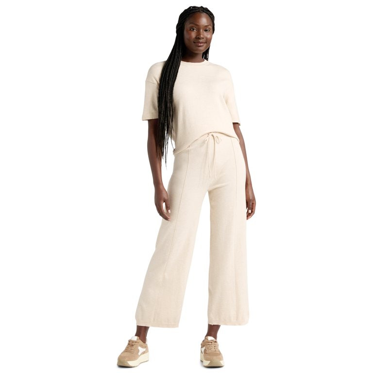 Time & Tru Women's 2-Piece Short Sleeve Sweater and Wide Leg Pant Set, Sizes XS- XXXL | Walmart (US)