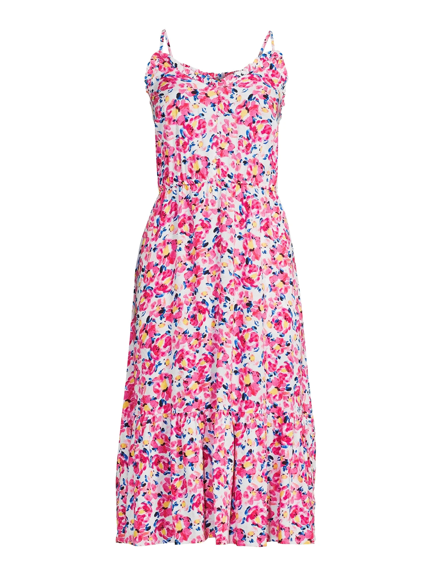 Time and Tru Women’s Tiered Midi Dress - Walmart.com | Walmart (US)