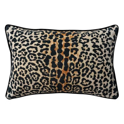 Leopard Print Piped Cotton Velvet Lumbar Pillow | Wayfair North America