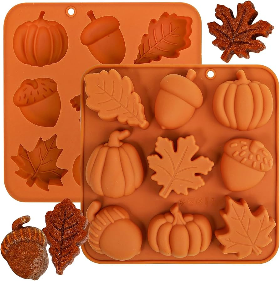 Webake Pumpkin Silicone Mold 3D Harvest Maple Leaf Acorn, Set of 2 | Amazon (US)
