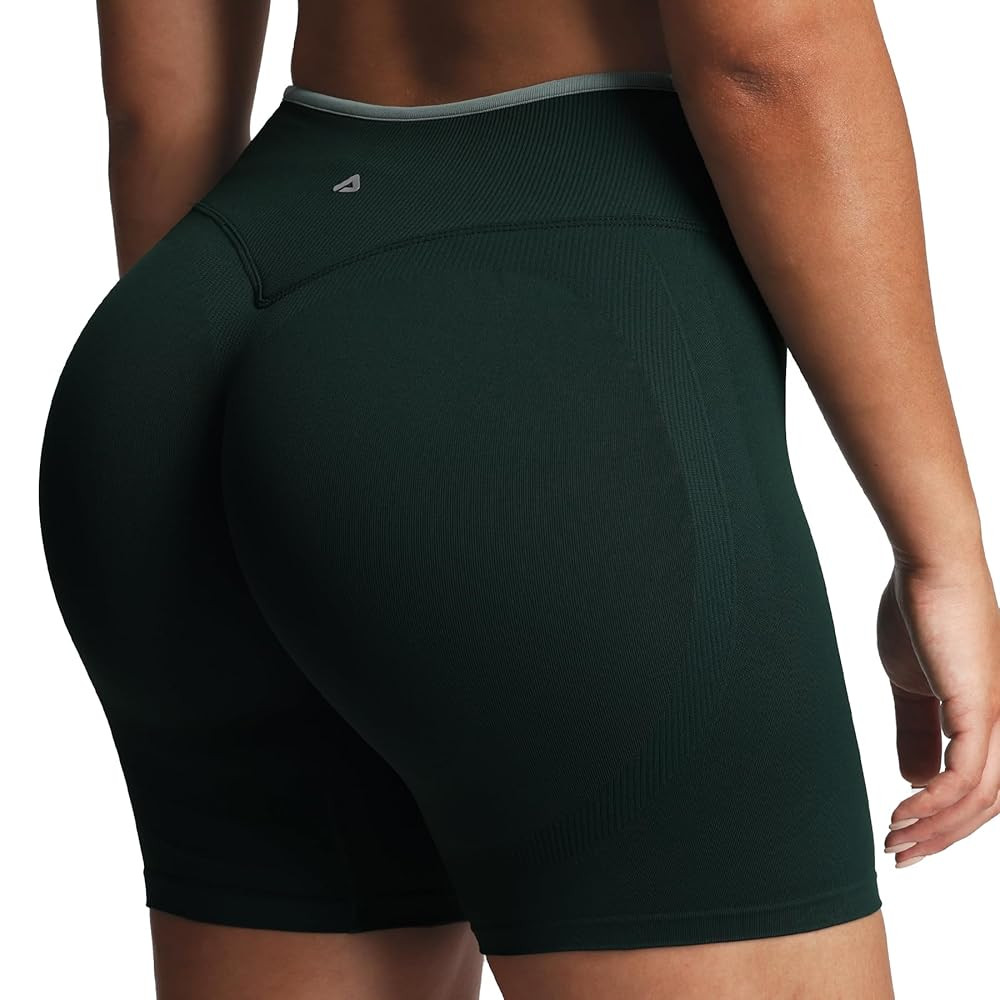 Aoxjox Women‘s Lexi Lined Seamless Workout Biker Shorts High Waisted Color Block Hidden Scrunch... | Amazon (US)