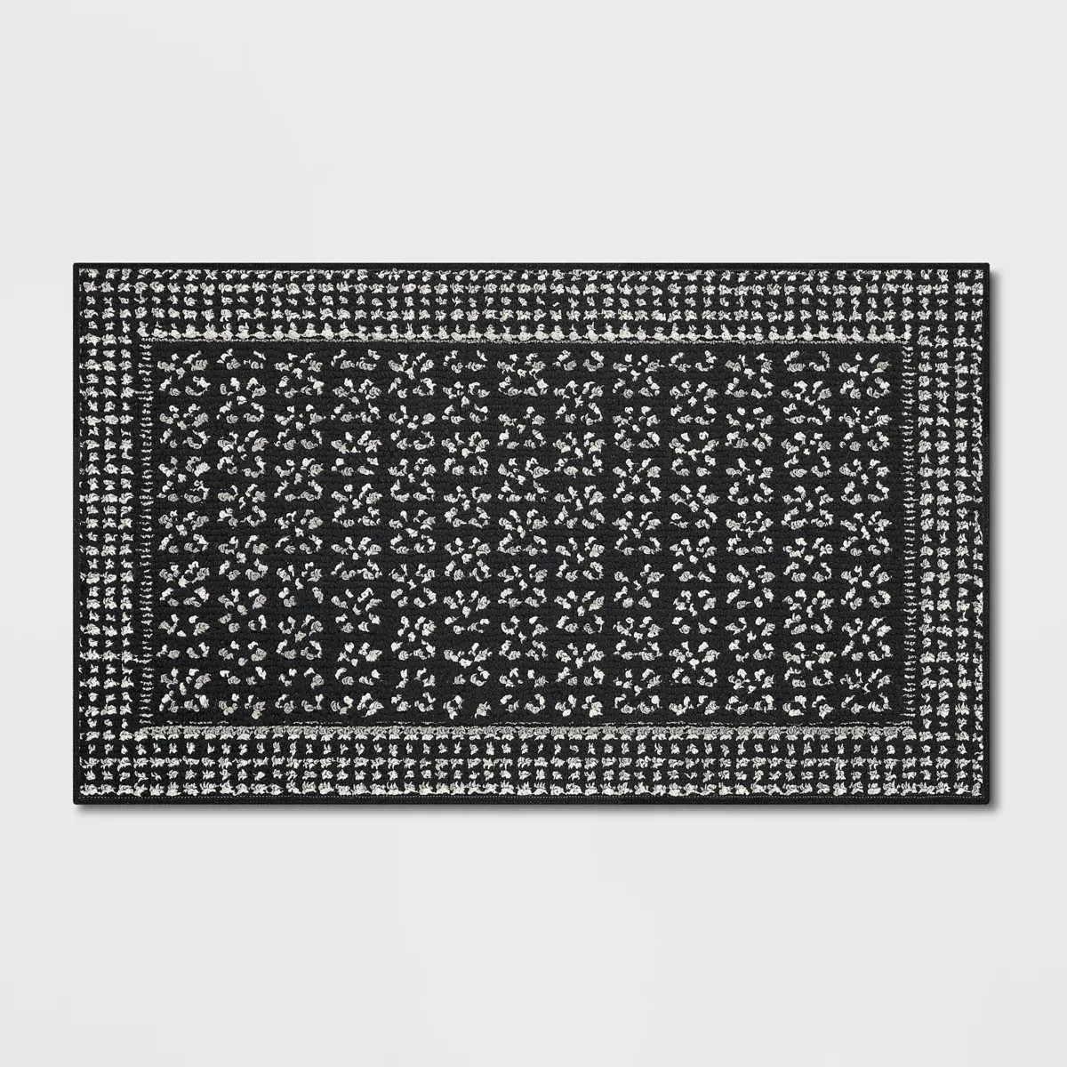 1'8"x2'10" Washable Geometric Border Tufted Accent Rug Black - Threshold™: Indoor Entryway Mat,... | Target