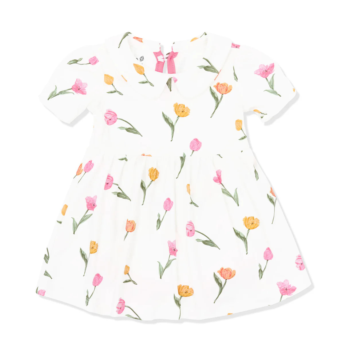 Peter Pan Collar Bodysuit Dress in Tulip | Kyte Baby