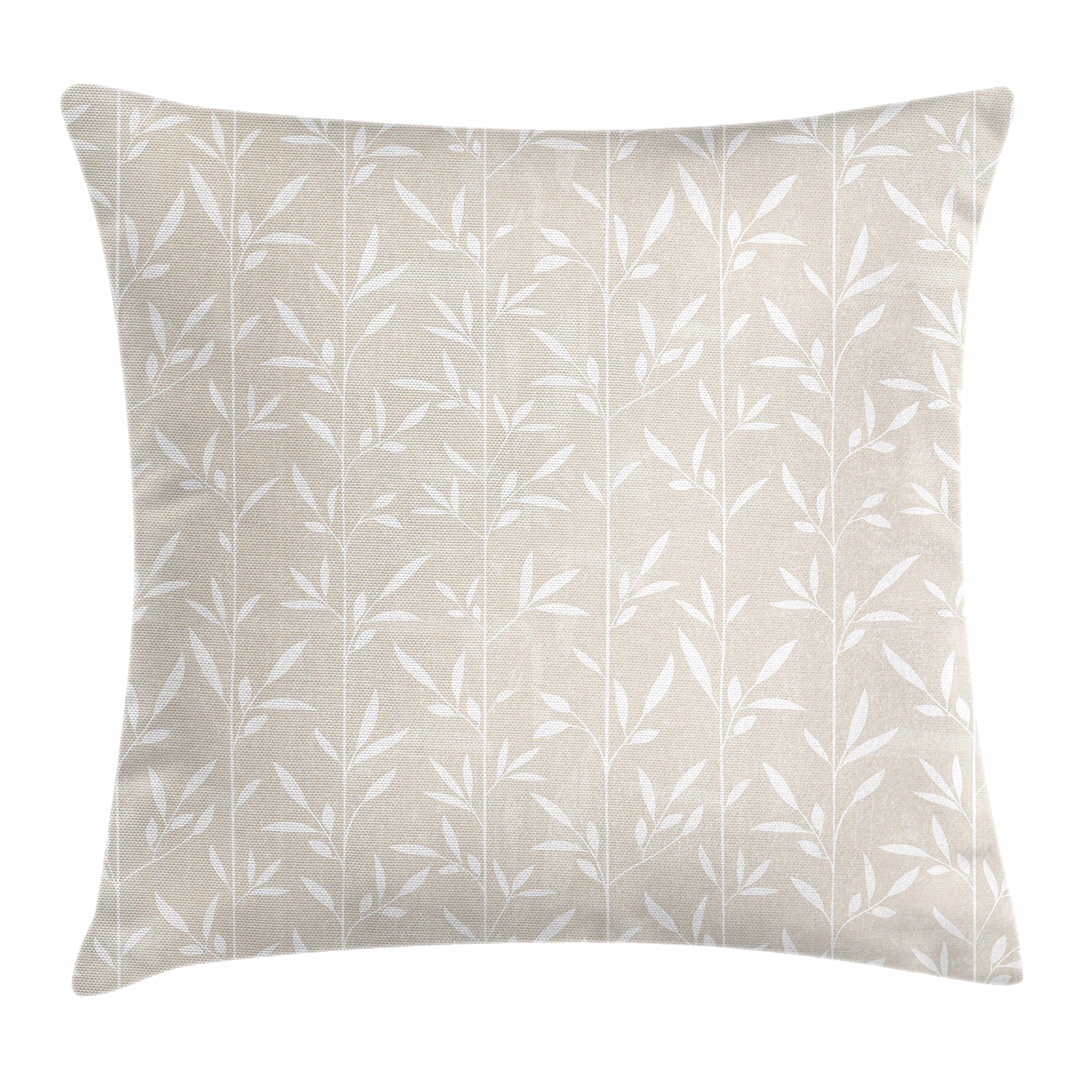 Lunarable Cream Throw Pillow Cushion Cover, Vertical Stripes Stems Leaves Pattern Grunge Display Cla | Amazon (US)