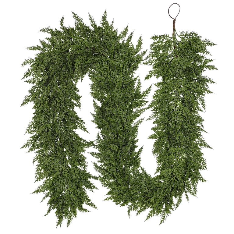 My Texas House Natural Feel Cedar Unlit Artificial Christmas Garland, Green, 9' | Walmart (US)