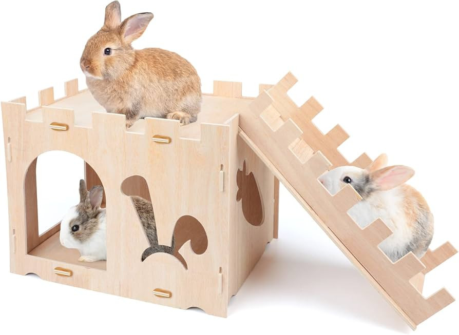 YUEPET Extra Large Wooden Rabbit Castle Bunny Play House Detachable Small Animal Hideout Handmade... | Amazon (CA)