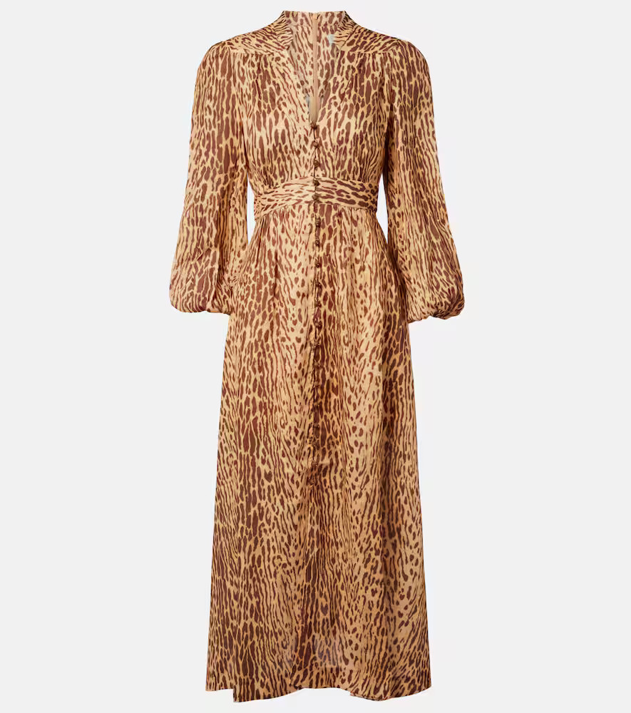 Zimmermann Cascadian leopard-print linen midi dress | Mytheresa (US/CA)