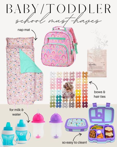 Baby toddler school must haves - baby daycare essentials - baby nap mats - amazon baby - amazon toddler - baby girl bows - baby gifts - baby gift guide - baby lunchbox - toddler backpacks - Mother’s Day out - MDO school list 


#LTKkids #LTKbaby #LTKGiftGuide