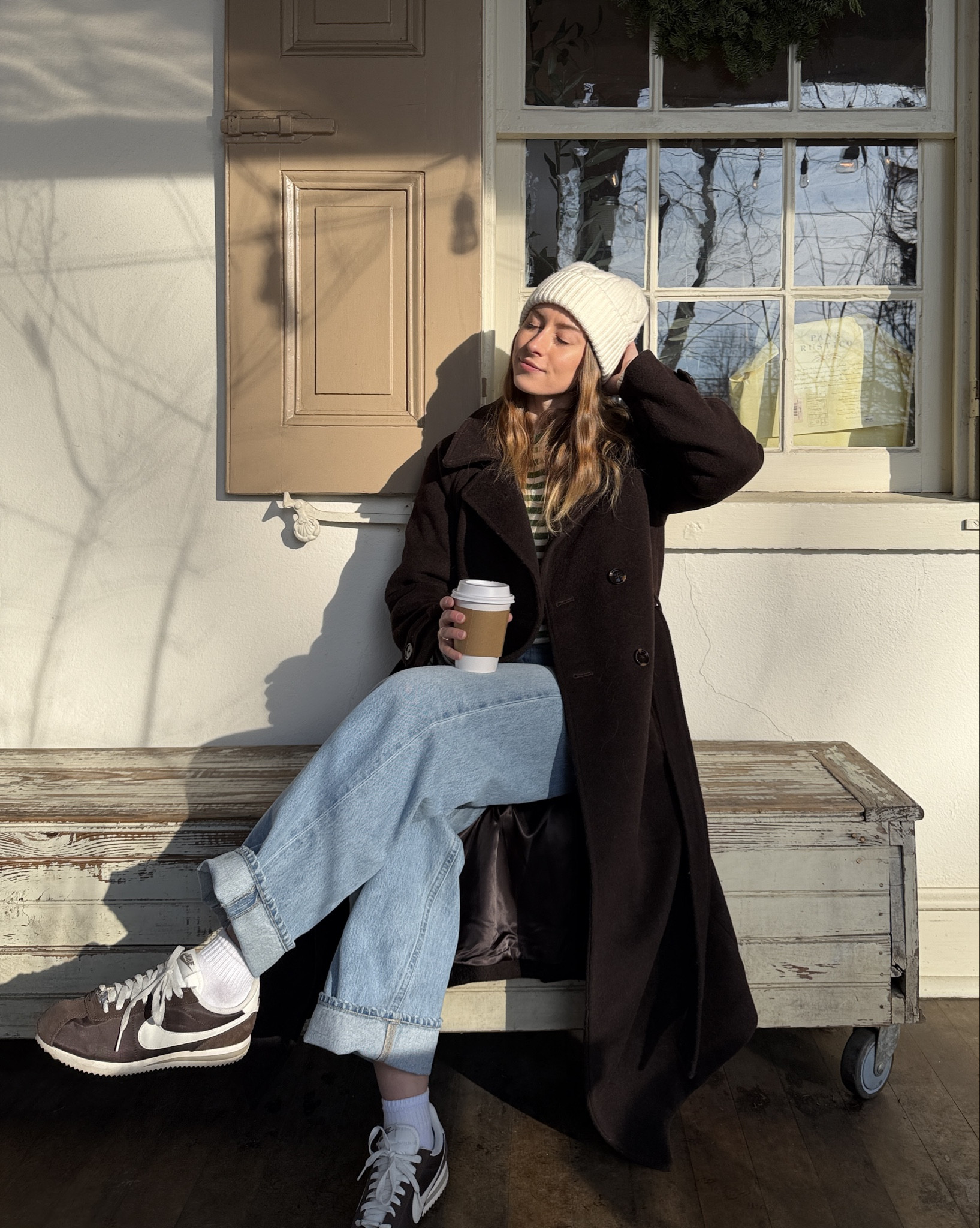 2/4/26 Casual winter outfit. Brown Nike Cortez sneakers, cuffed Citizens of Humanity denim from Aritzia, a striped green Sonderhaus sweater, my Abercrombie brown wool jacket, and a classic Madewell knit beanie. Cozy, easy, and perfect for everyday winter errands.



#LTKootd #LTKgrwm #LTKSeasonal