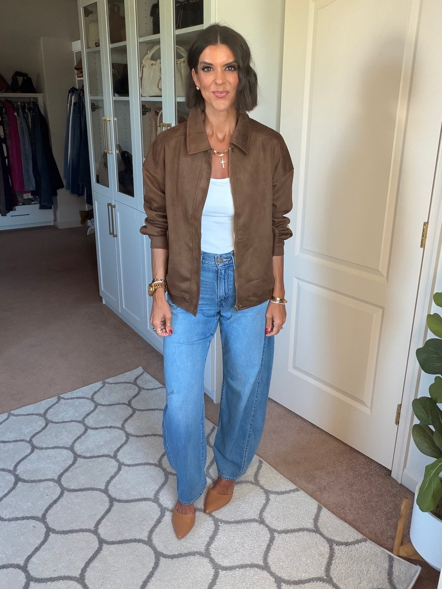 Size small in jacket xs in tank size 24 in jeans

#LTKootd #LTKdayinmylife #LTKmomlife