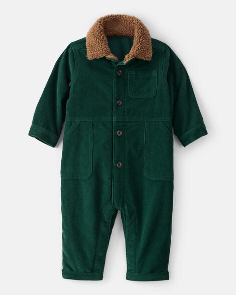 Baby Boy Corduroy Long-Sleeve Jumpsuit - Green | Carter's Inc