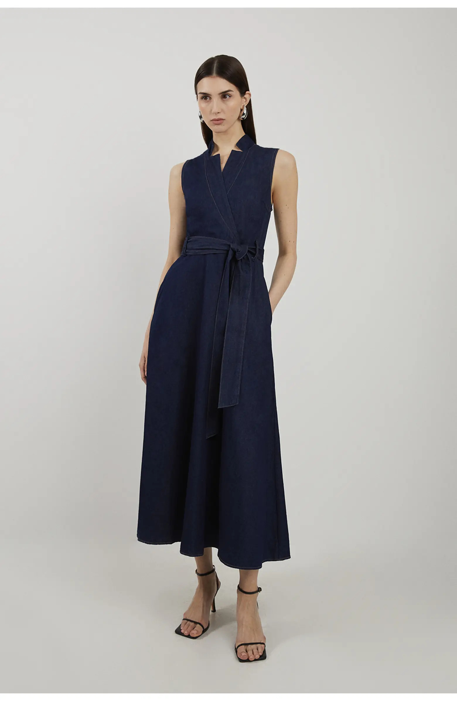Belted Denim Midi Dress | Nordstrom