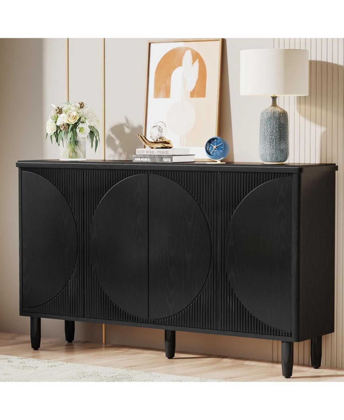 Tribesigns Modern Storage Cabinet, Sideboard Buffet Table with Doors - Black | Macy's