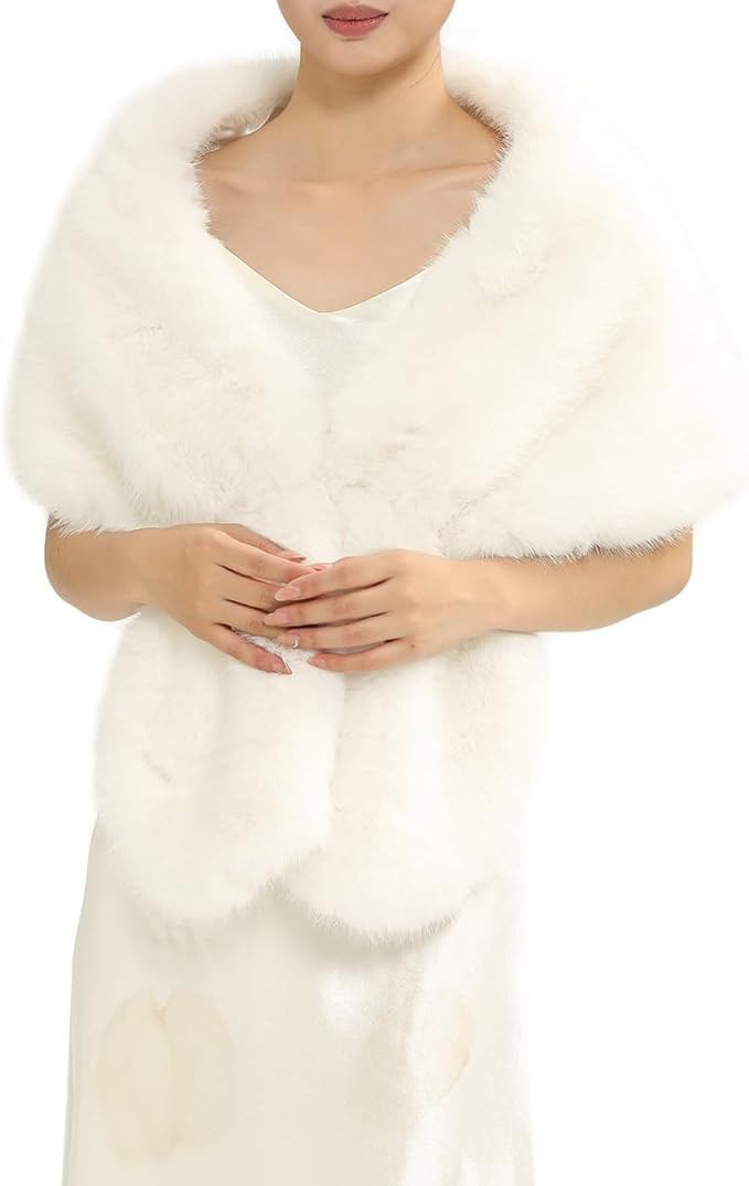 Fur Collar Scarf for Women Faux Fur Scarves Neck Shrug for Fall Winter Coat Dress | Amazon (US)