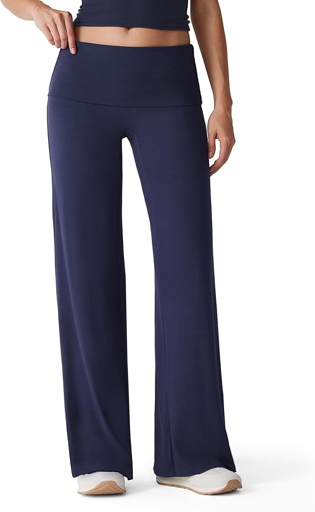 MOOSLOVER Women Fold Over Leggings Wide Leg Stretch Yoga Pants Comfy Loose Casual Lounge Pants | Amazon (US)