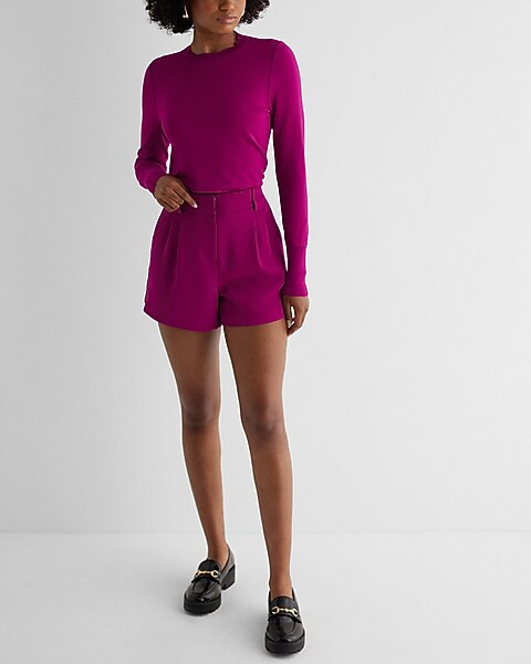 Stylist High Waisted Pleated Shorts | Express