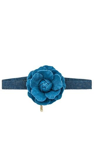 Denim Flower Choker in Light Blue | Revolve Clothing (Global)