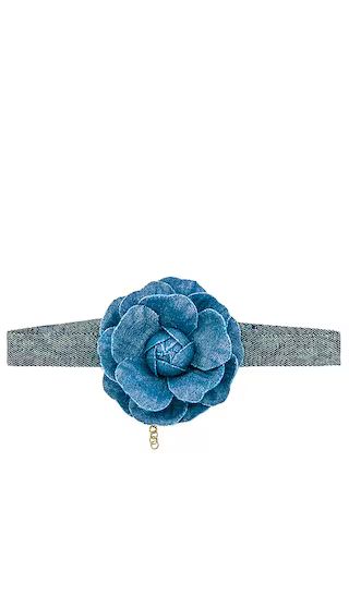Denim Flower Choker in Light Blue | Revolve Clothing (Global)