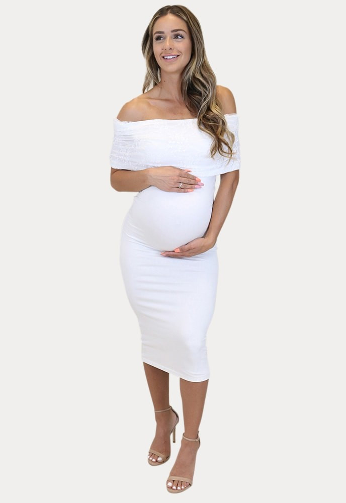 Maternity Dress with Lace Fold Over - Sexy Mama Maternity | Sexy Mama Maternity