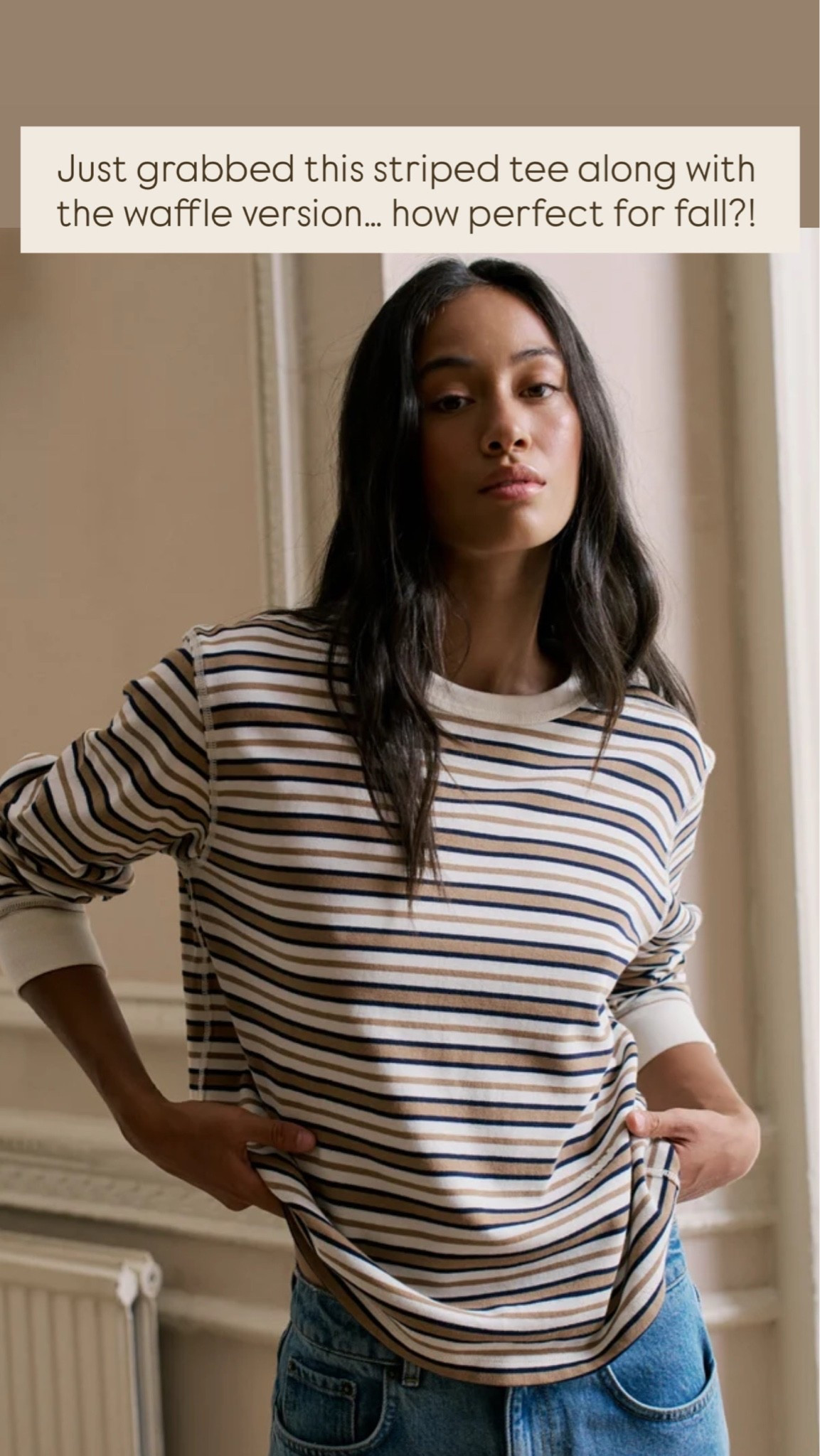 Just grabbed this striped tee along with the waffle version… how perfect for fall?!

Fall fashion, weekend OOTD, fall fashion over 40, fall accessories OOTD, transitional outfit, , fall top, seasonal outfit, school dropoff look