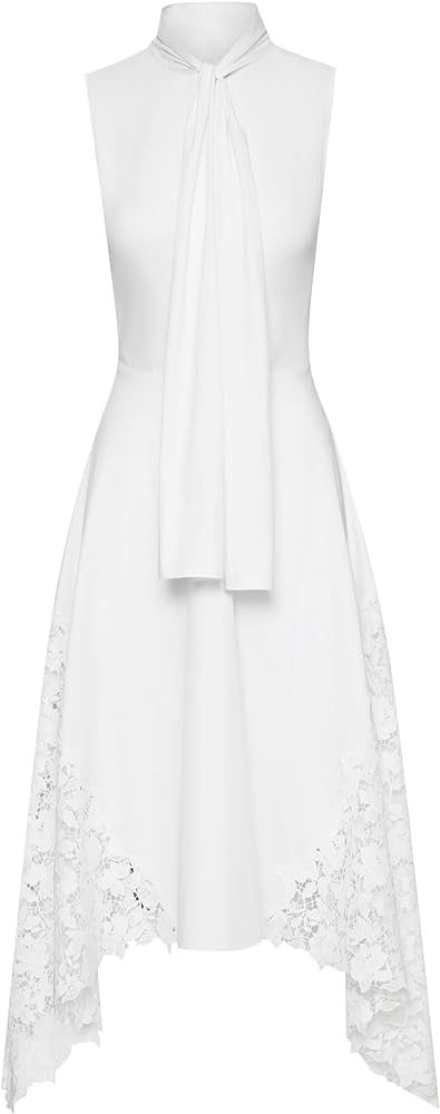 Amazon.com: Oscar de la Renta, Gardenia Lace Inset Cotton Poplin Dress, White, 8 : Luxury Stores | Amazon (US)