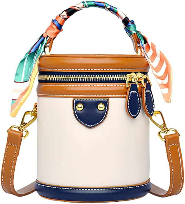 Mini Bucket Crossbody Bags for Women Vegan Leather Small Round Shoulder Round Handle Handbag Purs... | Amazon (US)