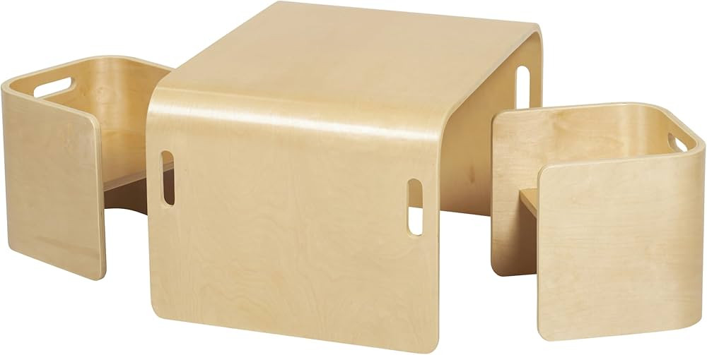 ECR4Kids Bentwood Multipurpose Table and Chair Set, Kids Furniture, Natural, 3-Piece | Amazon (US)