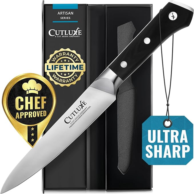 Cutluxe Kitchen Utility Knife, 5.5" Paring Kitchen Knife – Razor Sharp Blade, High Carbon Germa... | Amazon (US)