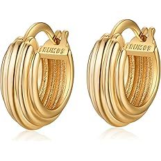 18K Gold Plated Chunky Hoop Earrings for Women Fashion Thick Gold Hoops Set Jewelry for Birthday ... | Amazon (US)