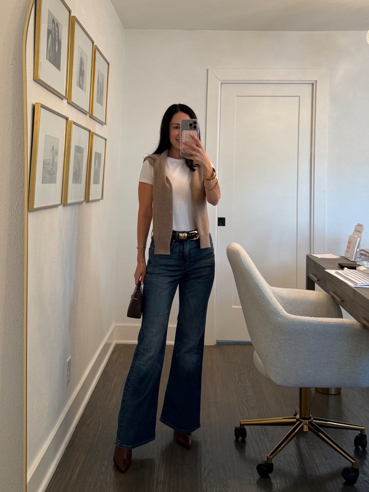Flare denim and a tee with the most perfect brown pointy toe boots for a casual lunch date! Obsessed with this pair from Inez, beautiful leather made in Spain! Use code Andrea15 for 15% off 

#LTKOver40 #LTKShoeCrush #LTKPetite