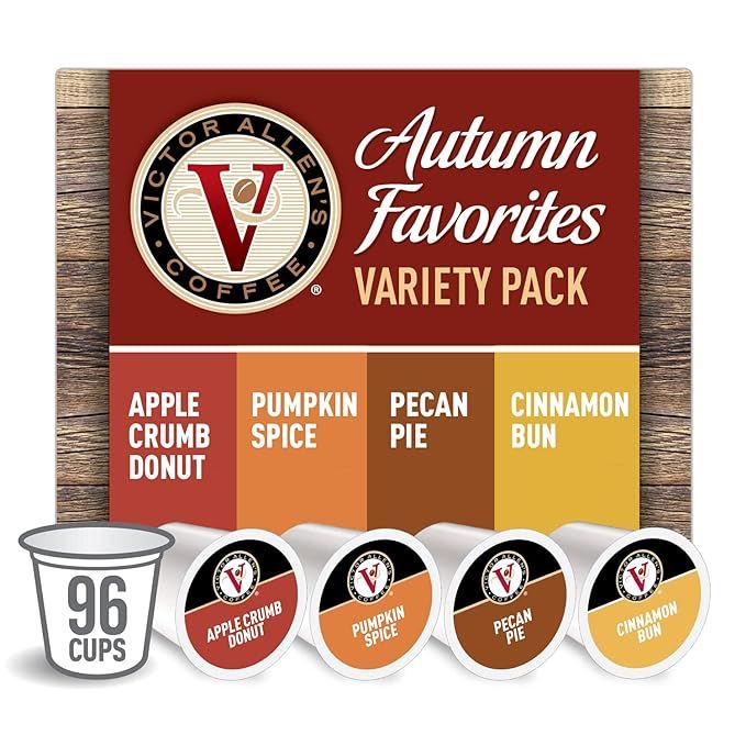 Victor Allen's Coffee Autumn Favorites Variety Pack, Medium Roast, 96 Count, Single Serve Coffee ... | Amazon (US)