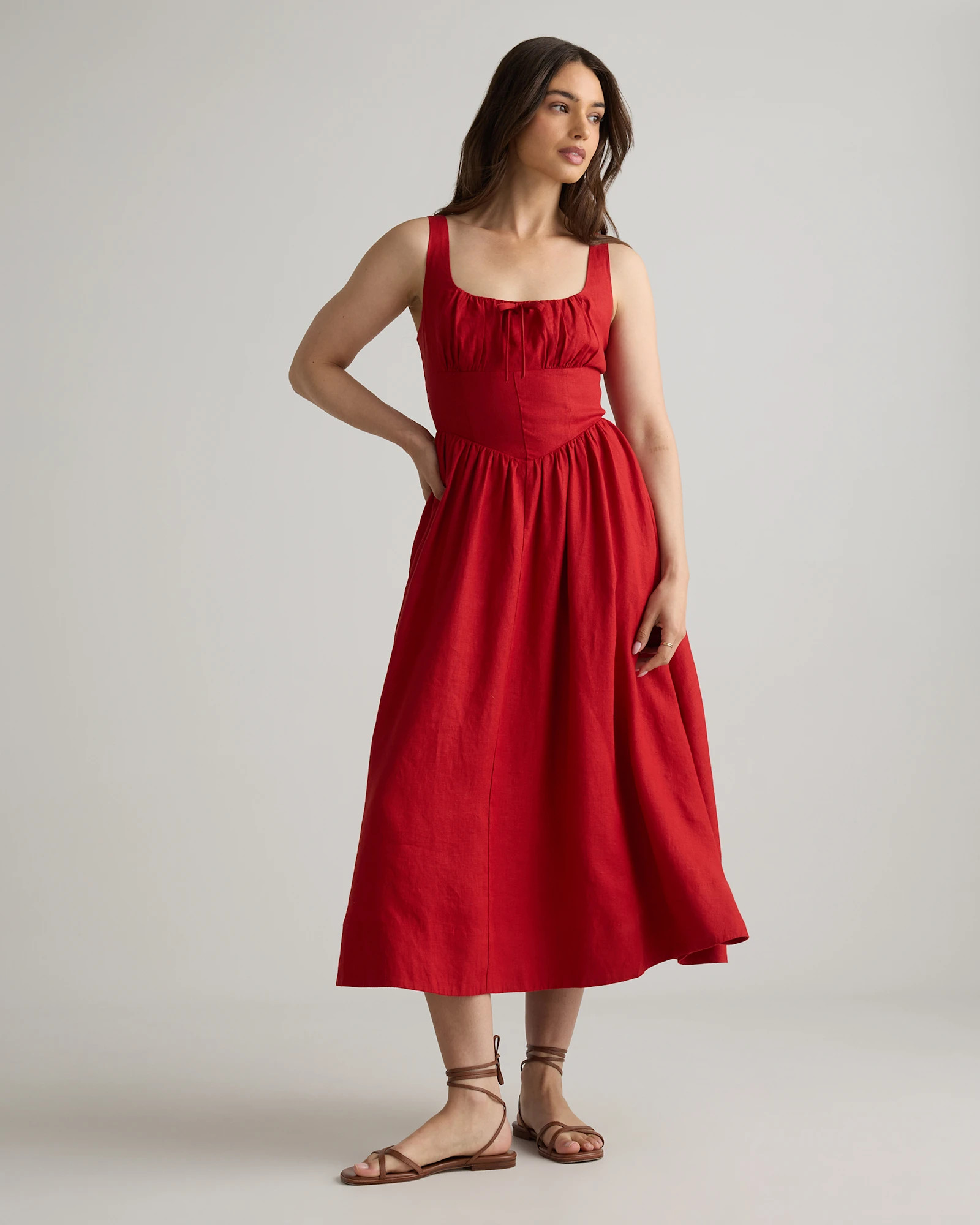 100% European Linen Corset Midi Dress in Chile | Quince
