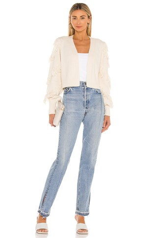 525 Fringe Open Cardigan in Chalk from Revolve.com | Revolve Clothing (Global)