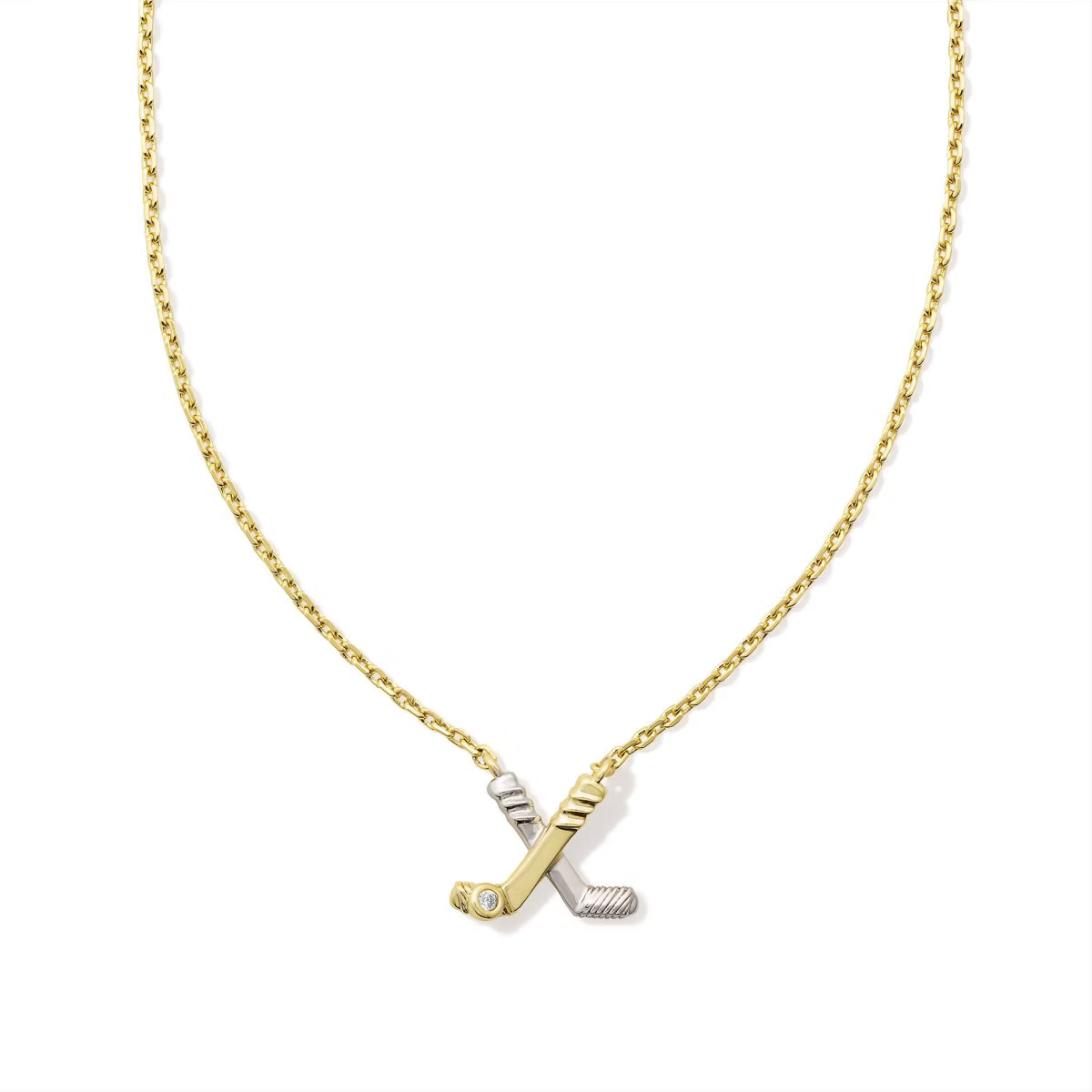 Kendra Scott Hockey Stick Pendant Necklace - Gold/Silver Mix: Rhodium & 14K Gold Over Brass, 19" ... | Target