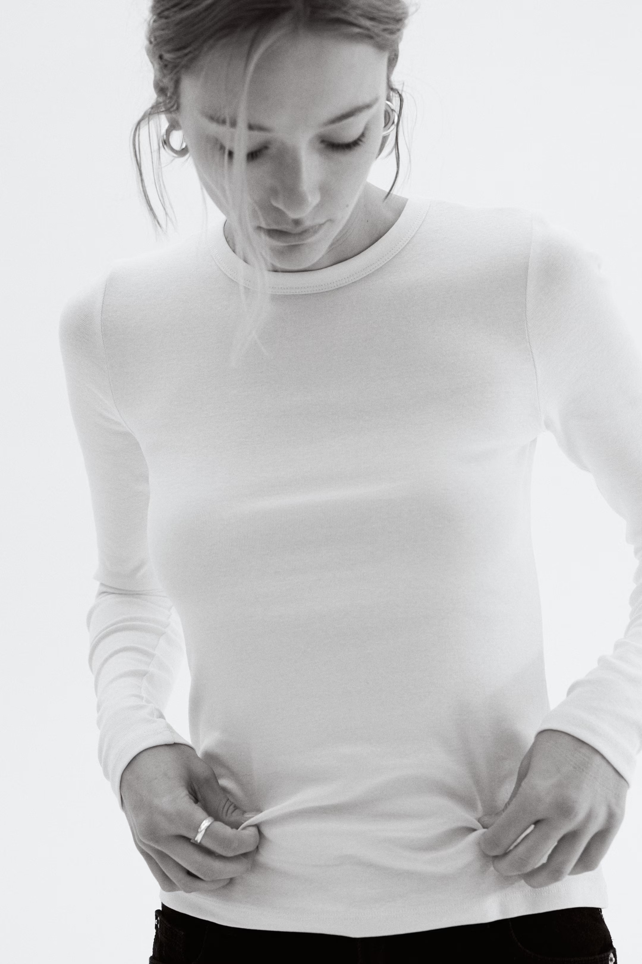 Langarmshirt aus Jersey - Weiß - Ladies | H&M DE | H&M (DE, AT, CH, NL, FI)