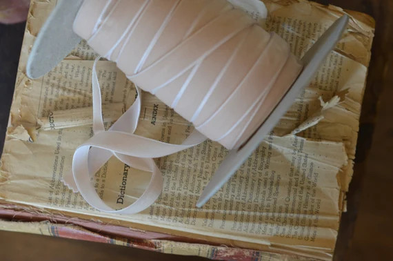 nude blush champagne 5/8" velvet ribbon | Etsy (US)