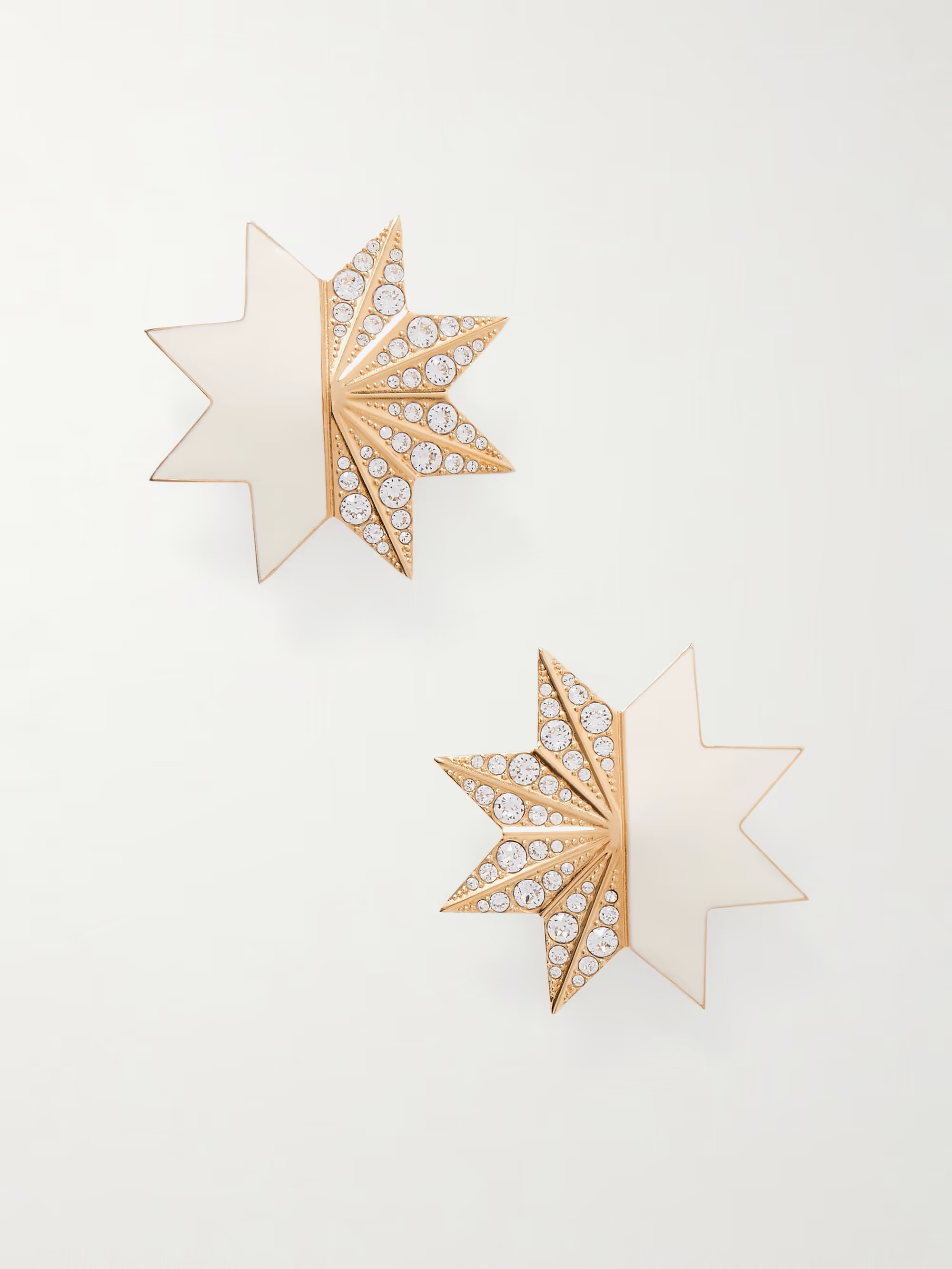 Pas Plus gold-tone, crystal and enamel clip earrings | NET-A-PORTER (US)