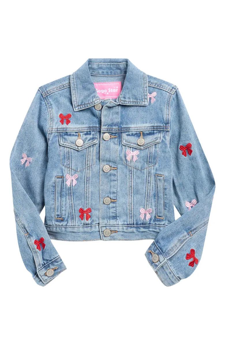 GOGO STAR Kids' Bow Embroidered Denim Jacket | Nordstromrack | Nordstrom Rack