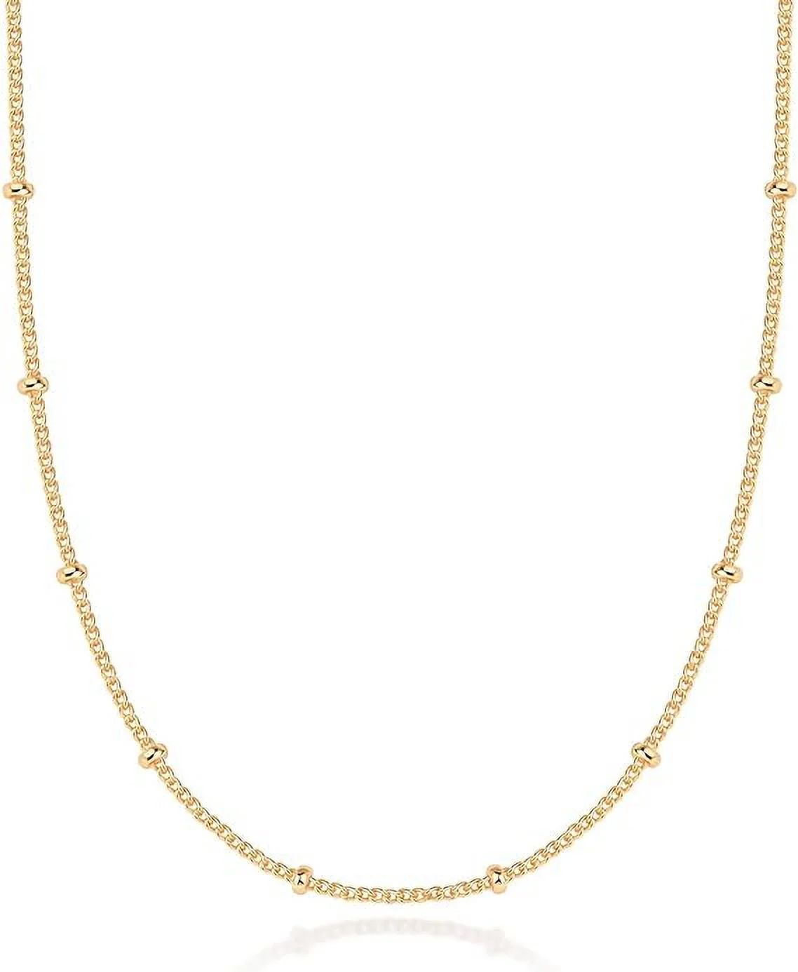 PAVOI 14K Yellow Gold Plated Bead Chain Necklace | Ball Station Chain Necklaces for Women | Walmart (US)