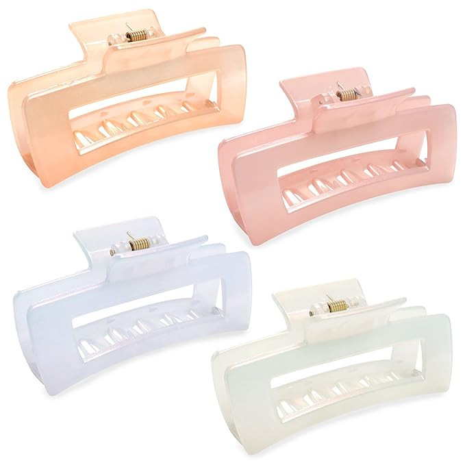B.HNE 4PCS Large Hair Claw Clips for Women Girls, 4.3 Inch Big Claw Clips for Thick Thin Hair, Pe... | Amazon (US)