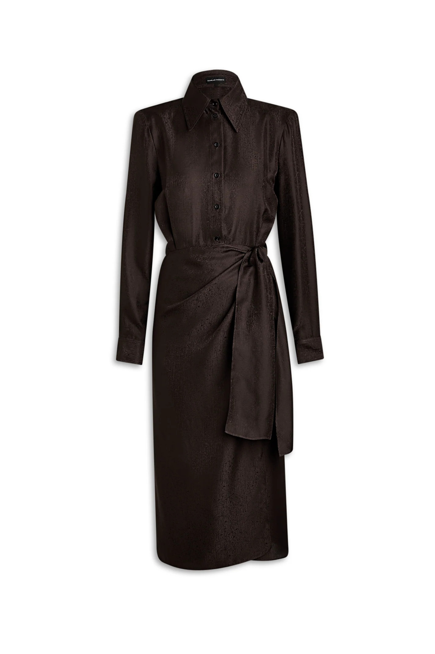 SILK JACQUARD WRAP DRESS - ESPRESSO - Scanlan Theodore | Scanlan Theodore