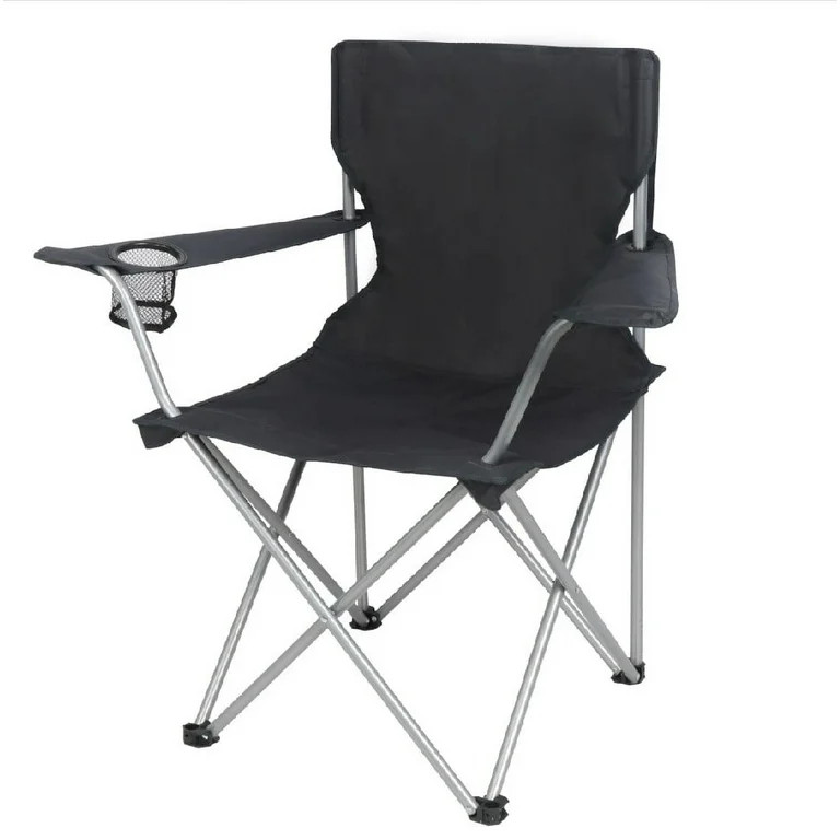 Ozark Trail Quad Folding Camp Chair with Cup Holder, Black | Walmart (US)