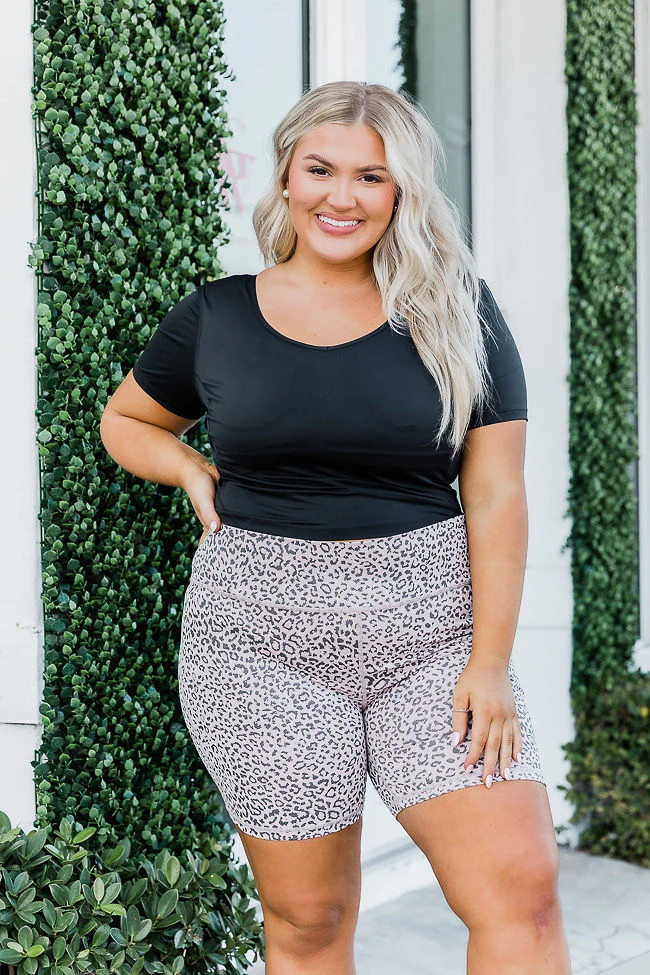 Sweat Now Shine Later Leopard Print Biker Shorts | Pink Lily