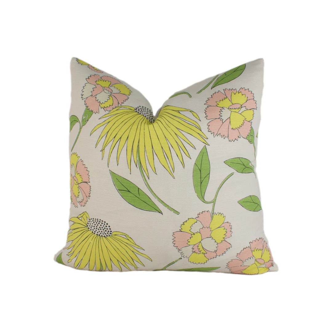 Schumacher Bouquet Toss Pink Lemonade Retro Floral Vintage Celerie Kemble Cushion Cover Handmade ... | Etsy (US)