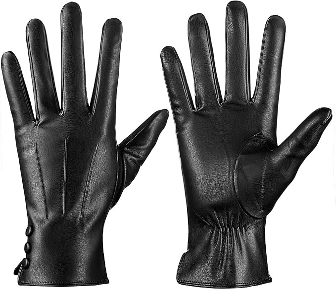 Leather Gloves for Women Winter Warm Gloves Touch Screen Warm Wool Lined Texting Driving Gloves | Amazon (US)