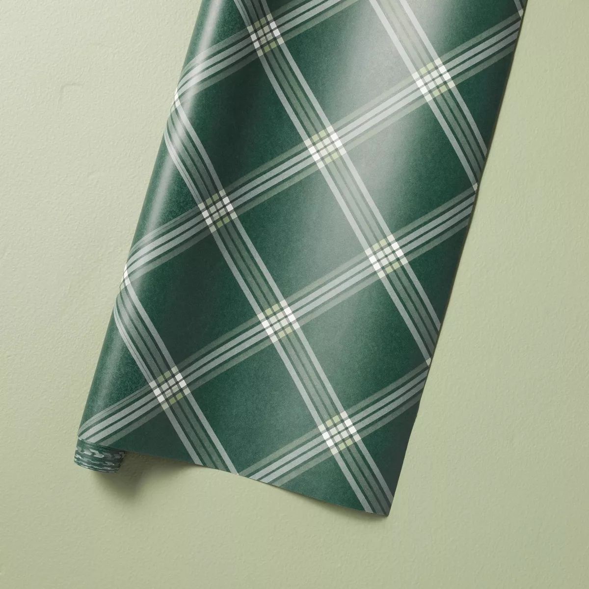 30 sq ft Polished Plaid Christmas Gift Wrap Dark Green - Hearth & Hand™ with Magnolia | Target
